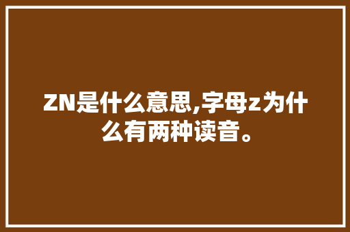 ZN是什么意思,字母z为什么有两种读音。 ZN是什么意思,字母z为什么有两种读音。 百度SEO