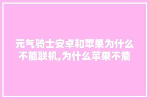 元气骑士安卓和苹果为什么不能联机,为什么苹果不能双方运用流量。