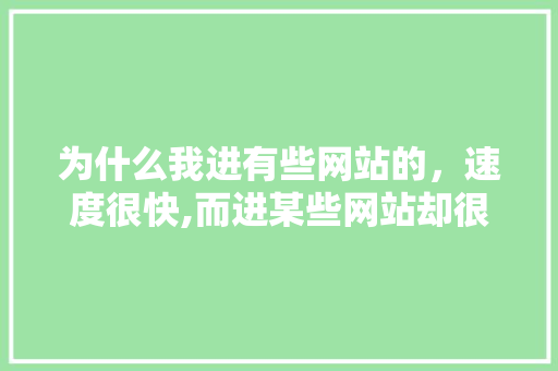 为什么我进有些网站的，速度很快,而进某些网站却很慢呢,为什么有些网址访问很慢呢。 为什么我进有些网站的，速度很快,而进某些网站却很慢呢,为什么有些网址访问很慢呢。 必应SEO