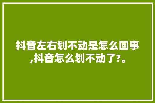 抖音左右划不动是怎么回事,抖音怎么划不动了?。 抖音左右划不动是怎么回事,抖音怎么划不动了?。 神马SEO