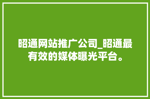 昭通网站推广公司_昭通最有效的媒体曝光平台。