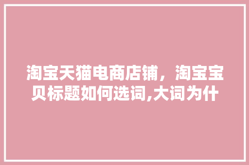 淘宝天猫电商店铺，淘宝宝贝标题如何选词,大词为什么要放标题前面呢。 淘宝天猫电商店铺，淘宝宝贝标题如何选词,大词为什么要放标题前面呢。 百度SEO