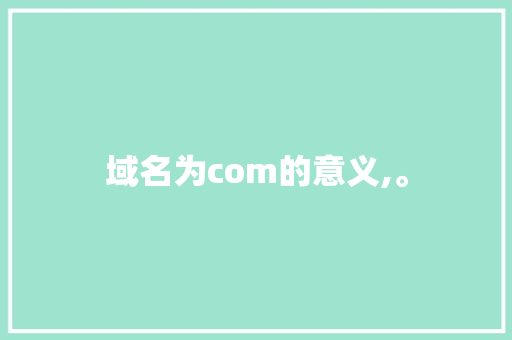 域名为com的意义,。 域名为com的意义,。 神马SEO