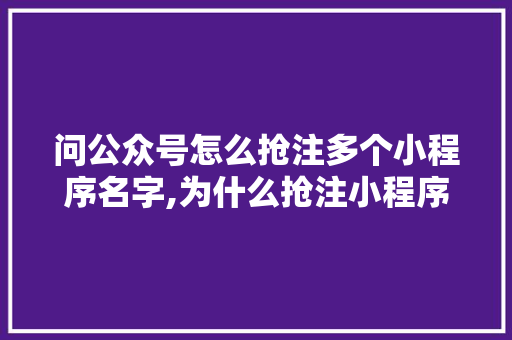 问公众号怎么抢注多个小程序名字,为什么抢注小程序名字不一样。
