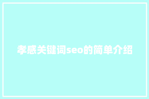 孝感关键词seo的简单介绍