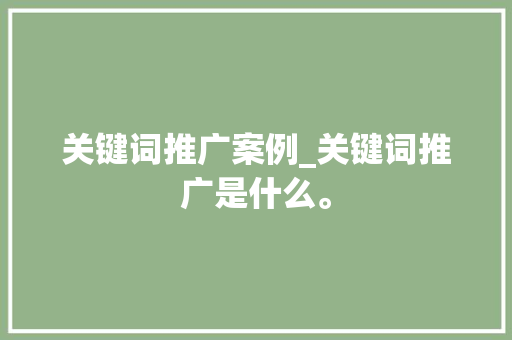关键词推广案例_关键词推广是什么。 关键词推广案例_关键词推广是什么。 SEO关键词