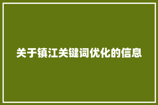关于镇江关键词优化的信息