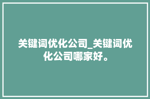 关键词优化公司_关键词优化公司哪家好。 关键词优化公司_关键词优化公司哪家好。 SEO关键词