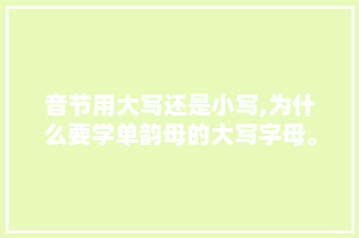 音节用大写还是小写,为什么要学单韵母的大写字母。 音节用大写还是小写,为什么要学单韵母的大写字母。 百度SEO