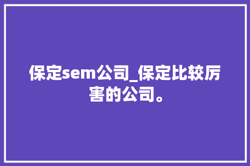 保定sem公司_保定比较厉害的公司。