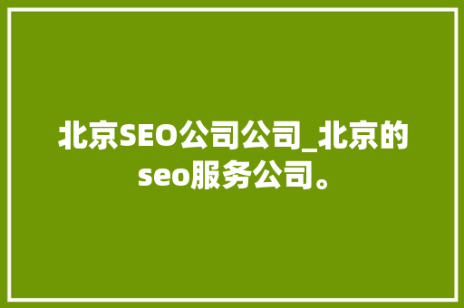 北京SEO公司公司_北京的seo服务公司。 北京SEO公司公司_北京的seo服务公司。 网站建设公司
