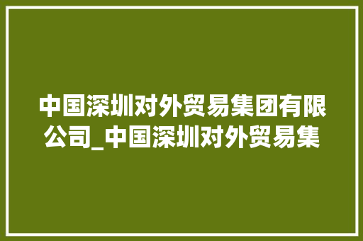中国深圳对外贸易集团有限公司_中国深圳对外贸易集团有限公司待遇怎么样。