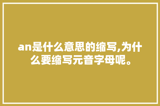 an是什么意思的缩写,为什么要缩写元音字母呢。