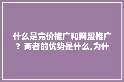 什么是竞价推广和网盟推广？两者的优势是什么,为什么网页有百度推广功能。