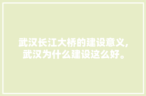 武汉长江大桥的建设意义,武汉为什么建设这么好。 武汉长江大桥的建设意义,武汉为什么建设这么好。 神马SEO
