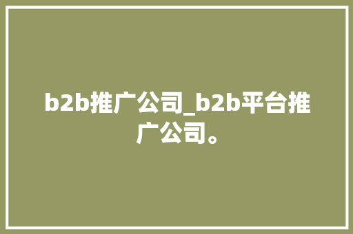 b2b推广公司_b2b平台推广公司。