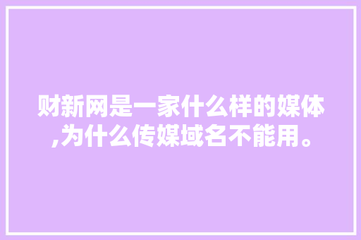财新网是一家什么样的媒体,为什么传媒域名不能用。