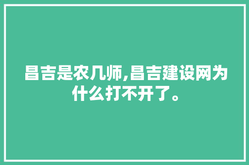 昌吉是农几师,昌吉建设网为什么打不开了。