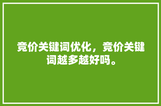 竞价关键词优化，竞价关键词越多越好吗。 竞价关键词优化，竞价关键词越多越好吗。 SEO关键词