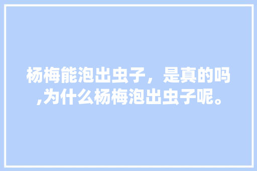 杨梅能泡出虫子，是真的吗,为什么杨梅泡出虫子呢。