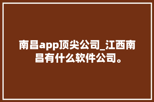 南昌app顶尖公司_江西南昌有什么软件公司。