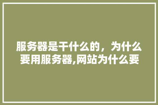 服务器是干什么的，为什么要用服务器,网站为什么要服务器连接。 服务器是干什么的，为什么要用服务器,网站为什么要服务器连接。 百度SEO