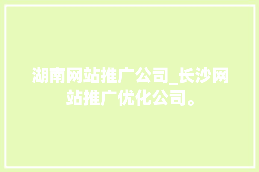 湖南网站推广公司_长沙网站推广优化公司。