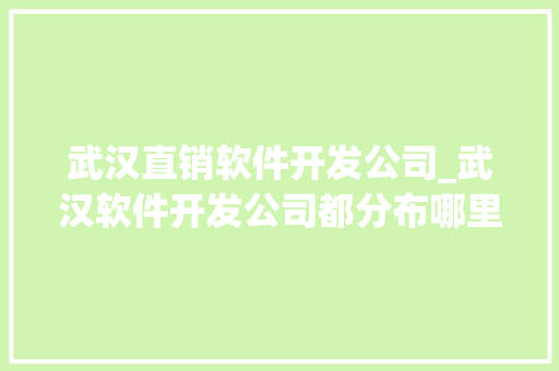 武汉直销软件开发公司_武汉软件开发公司都分布哪里。 武汉直销软件开发公司_武汉软件开发公司都分布哪里。 网站建设公司