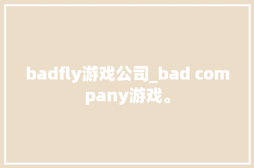 badfly游戏公司_bad company游戏。 badfly游戏公司_bad company游戏。 网站建设公司