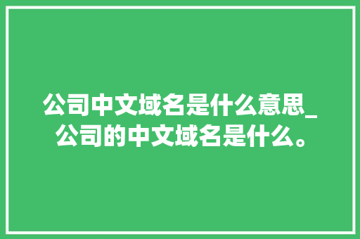 公司中文域名是什么意思_公司的中文域名是什么。