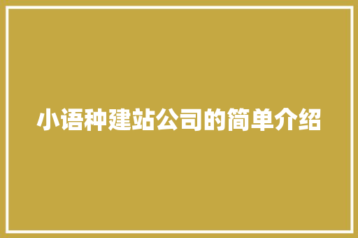 小语种建站公司的简单介绍