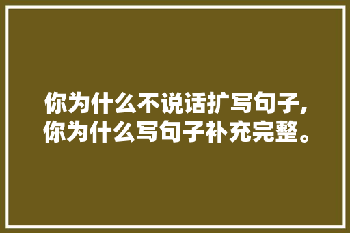 你为什么不说话扩写句子,你为什么写句子补充完整。 你为什么不说话扩写句子,你为什么写句子补充完整。 百度SEO
