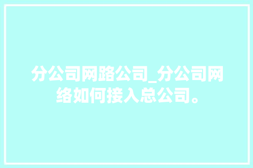 分公司网路公司_分公司网络如何接入总公司。