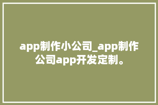 app制作小公司_app制作公司app开发定制。