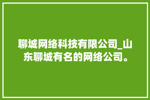 聊城网络科技有限公司_山东聊城有名的网络公司。