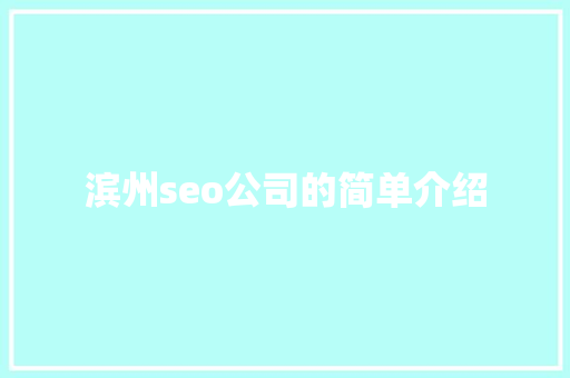 滨州seo公司的简单介绍