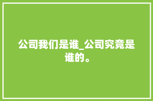 公司我们是谁_公司究竟是谁的。 公司我们是谁_公司究竟是谁的。 网站建设公司