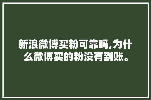 新浪微博买粉可靠吗,为什么微博买的粉没有到账。