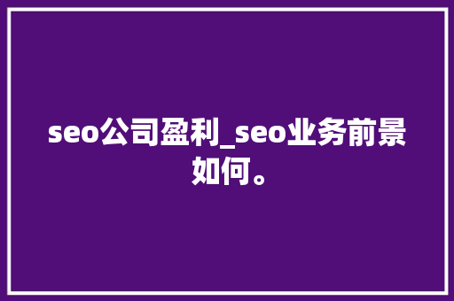 seo公司盈利_seo业务前景如何。 seo公司盈利_seo业务前景如何。 网站建设公司