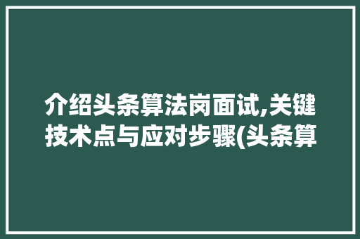 介绍头条算法岗面试,关键技术点与应对步骤(头条算法岗面试)