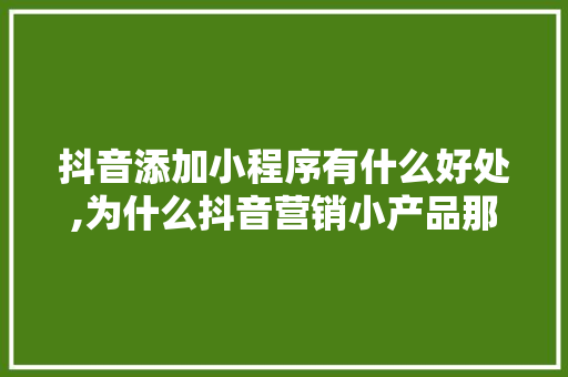 抖音添加小程序有什么好处,为什么抖音营销小产品那么多。 必应SEO 抖音添加小程序有什么好处,为什么抖音营销小产品那么多。 抖音添加小程序有什么好处,为什么抖音营销小产品那么多。 必应SEO