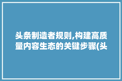 头条制造者规则,构建高质量内容生态的关键步骤(头条制造者规则)