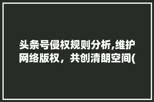 头条号侵权规则分析,维护网络版权，共创清朗空间(头条号侵权规则) 头条号侵权规则分析,维护网络版权，共创清朗空间(头条号侵权规则) 必应SEO