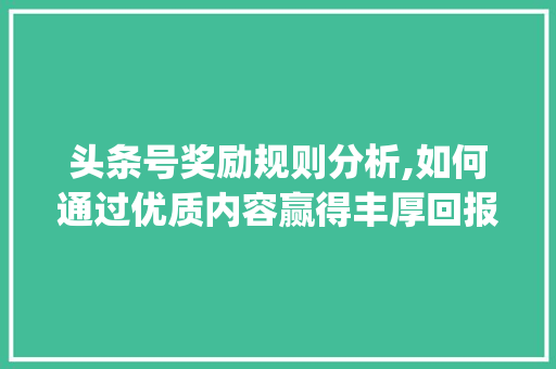 头条号奖励规则分析,如何通过优质内容赢得丰厚回报(头条号奖励规则)