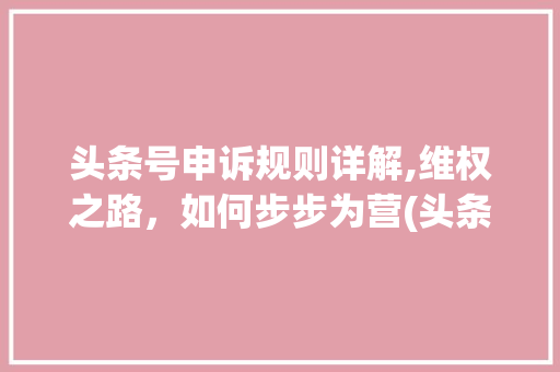 头条号申诉规则详解,维权之路，如何步步为营(头条号申诉规则)