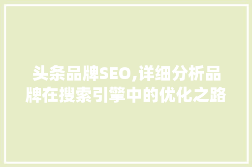 头条品牌SEO,详细分析品牌在搜索引擎中的优化之路(头条品牌seo)