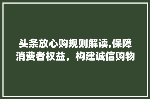 头条放心购规则解读,保障消费者权益，构建诚信购物环境(头条放心购规则) 头条放心购规则解读,保障消费者权益，构建诚信购物环境(头条放心购规则) 必应SEO