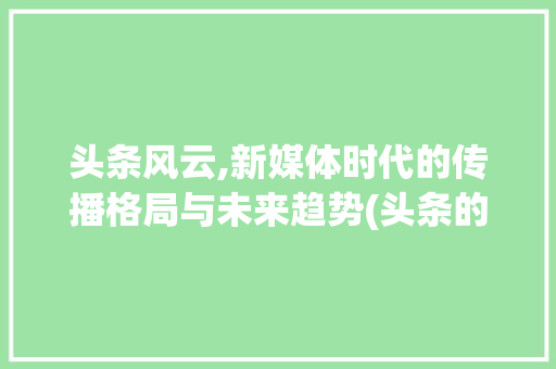 头条风云,新媒体时代的传播格局与未来趋势(头条的命名规则) 头条风云,新媒体时代的传播格局与未来趋势(头条的命名规则) 网站建设公司