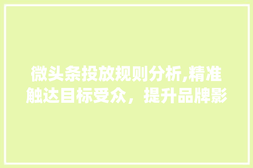 微头条投放规则分析,精准触达目标受众，提升品牌影响力(微头条投放规则) 微头条投放规则分析,精准触达目标受众，提升品牌影响力(微头条投放规则) 网站建设公司