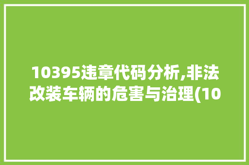 10395违章代码分析,非法改装车辆的危害与治理(10395违章代码)